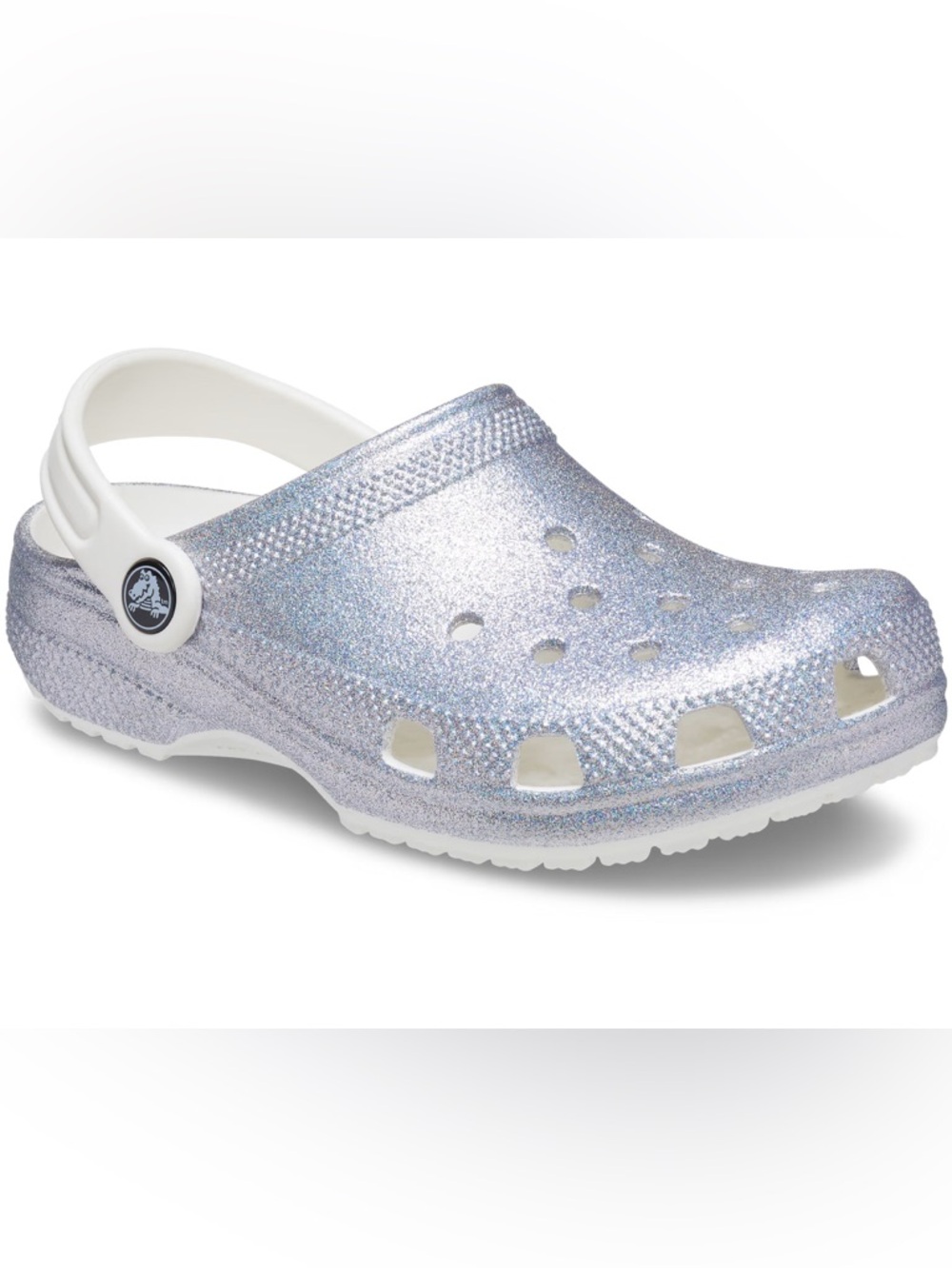 CROCS Womens Glitter Clog in Shimmering Silver